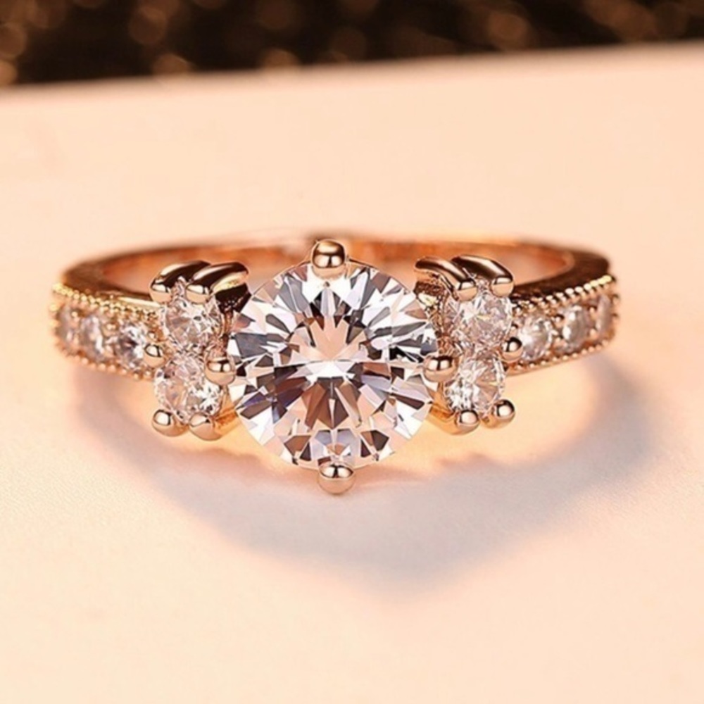 New Rose Gold Plated Diamond Ring